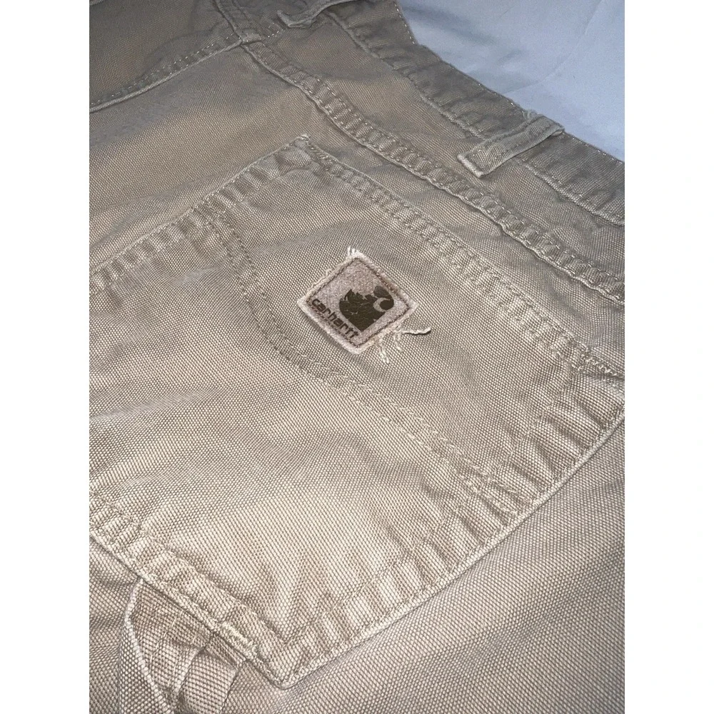 Carhartt Pants Men's 36x30 Loose Fit Carpenters Workwear Khaki B159-GKH GUC Read